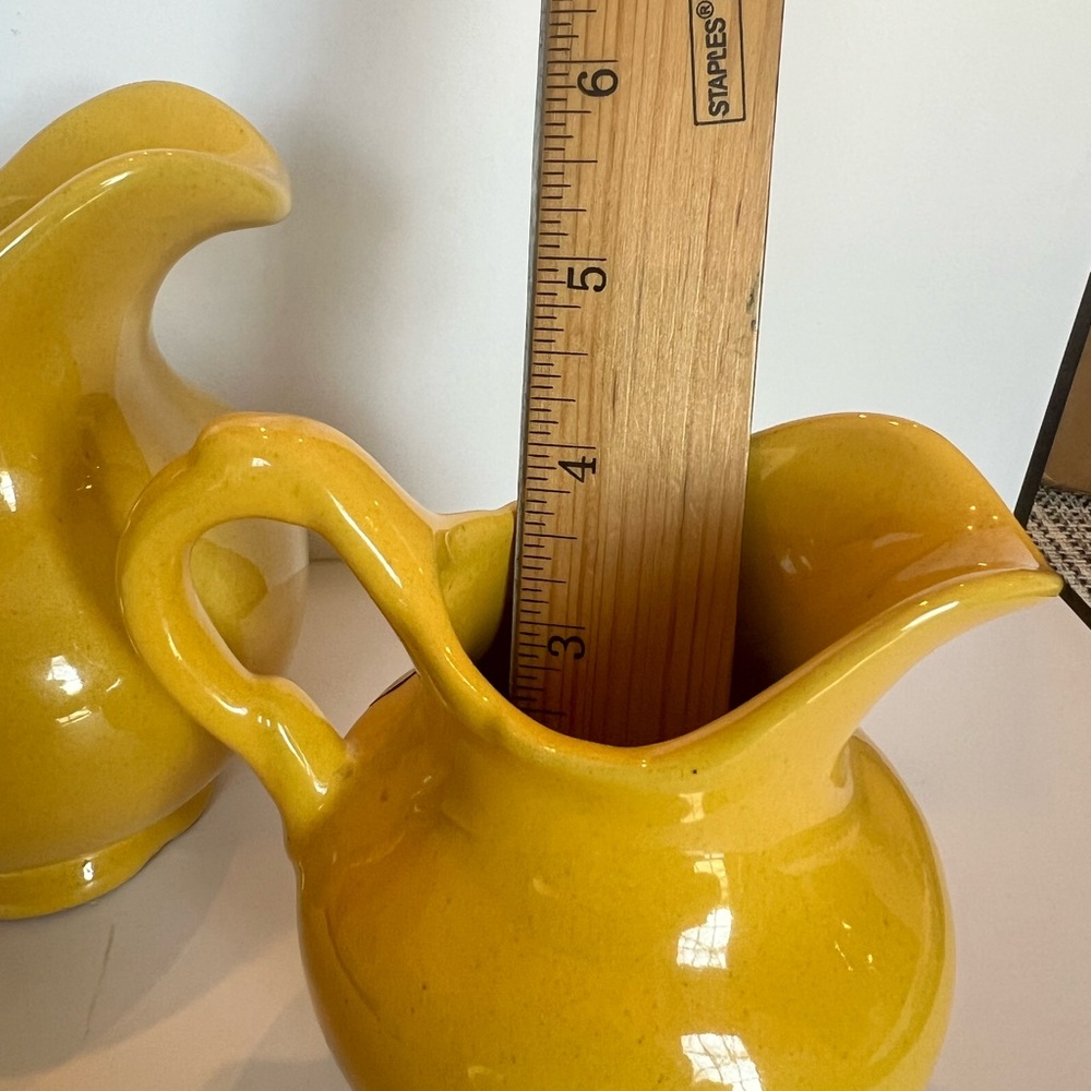 Vintage Frankoma Yellow Creamer Pitcher Set of 2 Mid Century Farmhouse Decor - Picture 6 of 9